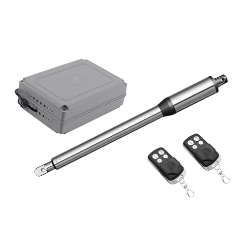 JUJIANG C01 Automatic Gate Opener with Remote Complete Kit for Single Swing Gate Up to 440lb 16FT, Electric Gate Opener Medium Duty Single Swing Gate Opener Automatic Gate Motor 40W AC Powered - style: 440lb Single gate opener