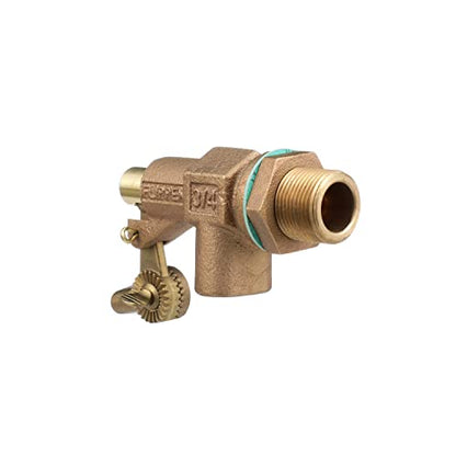 Watts 750 Series 3/4" Bronze Heavy Duty Float Valve, Female NPT Threaded Inlet, Machined Flange, Serrated Arms, Replaceable Seals, Locknut & Gasket for Bulkhead Mount, Max Working Temperature 180° F
