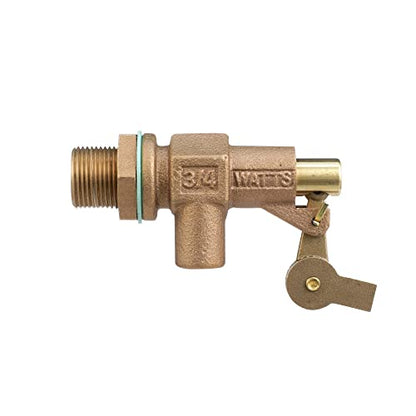 Watts 750 Series 3/4" Bronze Heavy Duty Float Valve, Female NPT Threaded Inlet, Machined Flange, Serrated Arms, Replaceable Seals, Locknut & Gasket for Bulkhead Mount, Max Working Temperature 180° F