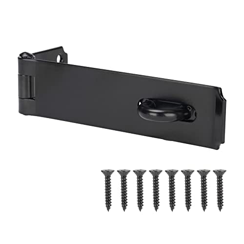 HILLMASTER Heavy Duty Door Hasp Latch 7-3/4" Extra Thick Steel Safety Gate Door Lock Padlock Clasp Hasp Lock Latch for Fence Gate Barn Door Shed Closet Cabinet, Black Finish - size: Straight