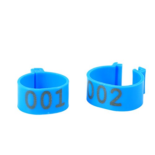 100PCS/Bag 16MM 001-100 Numbered Plastic Poultry Chickens Ducks Goose Leg Bands Leg Rings, Blue Color