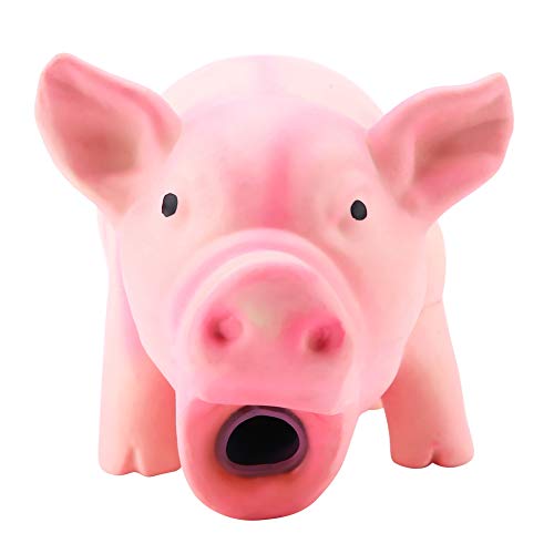Dog Chew Squeaky Toy, Cute Pig Grunting Teething Toy for Puppies Small Dogs Latex Rubber Yellow 16 x 8 x 8 cm 1 Piece