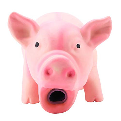 Dog Chew Squeaky Toy, Cute Pig Grunting Teething Toy for Puppies Small Dogs Latex Rubber Yellow 16 x 8 x 8 cm 1 Piece
