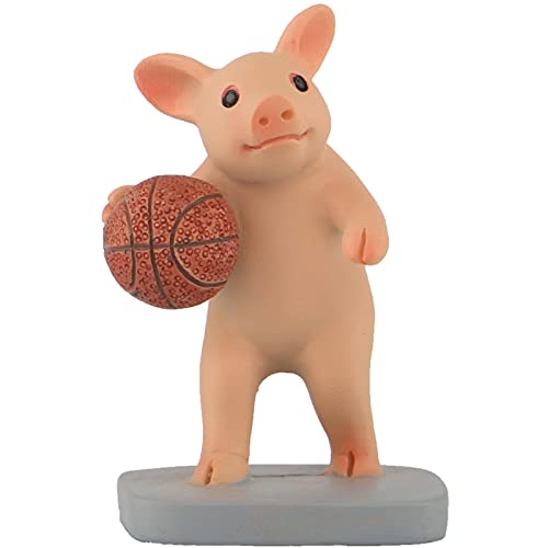 Mini Pig Figurine, Resin Home Decor, Lucky Animal Garden Statue for Micro Landscape (Pig Playing Basketball) - color: Pig to Play Basketball