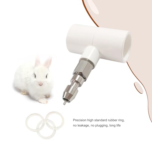 Stainless Steel Rabbit Water Nipples Metal Automatic Watering System Kit with PVC Tee for Guinea Pig, Hamster, Ferrets Other Rodent Small Animals(6Pcs)