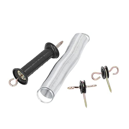 Pssopp Electric Fence Gate Kit, PP Iron Spring Door Accessory with Insulated Handle, 5 Meters for Livestock