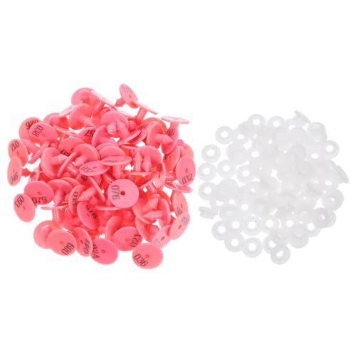 100Pcs Numbered Rabbit Ear Tags for Livestock Identification Animal Tracking Farm Management Durable Small Animal Markers for Rabbits Dogs - color: Pink