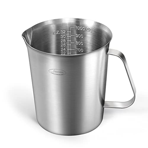 Measuring Cup, [Upgraded, 3 Measurement Scales, Including Cup Scale, ML Scale, Ounce Scale], Newness Stainless Steel Measuring Cup with Marking with Handle, 32 Ounces (1.0 Liter, 4 Cup) - size: 32 OZ (4 Cup, 1000 ML)