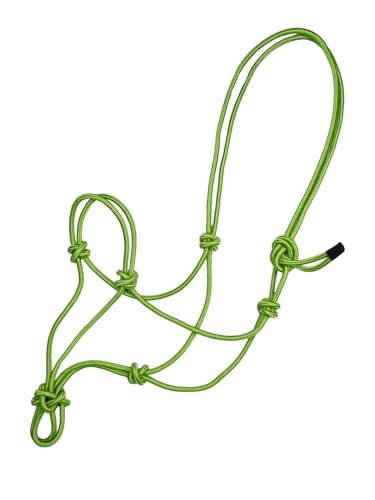 Premium Rope Halter for Horses, Durable Hand-Tied Adjustable Nylon Horse Headcollar with Knots for Trail Riding, Lightweight & Strong Equestrian Western Tack - color: Neon Green
