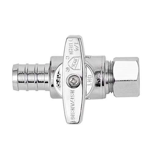 1/2 Pex Straight Stop Valve Sink Toilet Shut Off Valve,2 Pack Turn Straight Stop Valve 3/8" OD Compression X 1/2" Barb Crimp Pex LF Chrome Plated Brass with 2pcs - size: 2 Pack 3/8" OD Compression x 1/2" Barb Crimp PEX