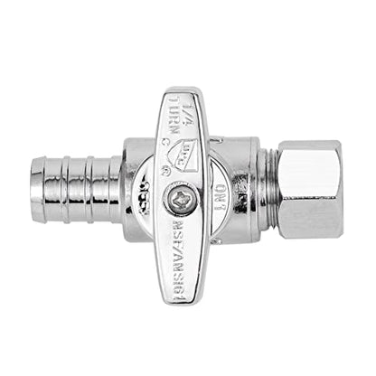 1/2 Pex Straight Stop Valve Sink Toilet Shut Off Valve,2 Pack Turn Straight Stop Valve 3/8" OD Compression X 1/2" Barb Crimp Pex LF Chrome Plated Brass with 2pcs - size: 2 Pack 3/8" OD Compression x 1/2" Barb Crimp PEX