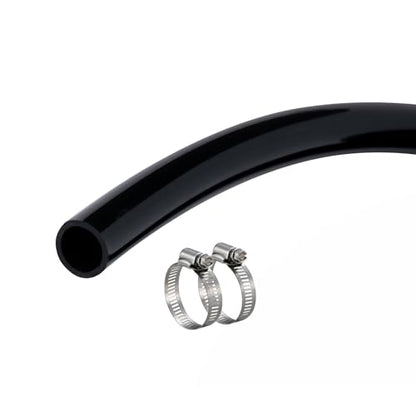 5/8" id - 25ft Black Vinyl Tubing Flexible PVC Tube Hybrid Hose Transfer Water Fuel Gas for Pond Fountain Garden Waterfall, Durable and Safe, with 2 Hose Clamps - size: 5/8" ID, style: 25 Feet