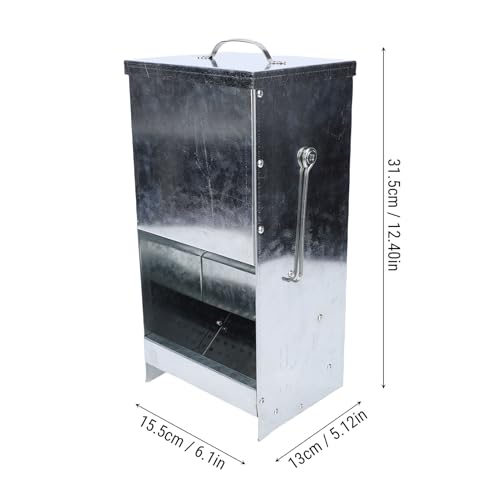 Focket Rabbit Feeder, Large Capacity Rain Proof Galvanized Metal Feeder, Outdoor Poultry with Rain Cover for Yard Garden
