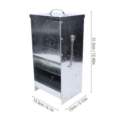 Focket Rabbit Feeder, Large Capacity Rain Proof Galvanized Metal Feeder, Outdoor Poultry with Rain Cover for Yard Garden