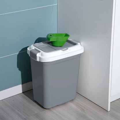 Ashfield & Harkness: Airtight Pet Food Storage Container - 23 Qt, Grey - Holds 20 lbs, Lightweight Bin & Measuring Scooper, Dogs-Cats-Animal Supplies - color: Grey, size: 20 lbs