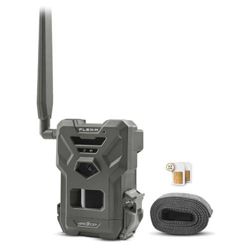 SPYPOINT Flex-M Cellular Trail Camera - Best Hunting Accessories, No WiFi Needed, Night Vision, Motion Activated, Dual-Sim LTE, IP65 Water-Resistant Game Camera, 28MP Photos, 720p Videos + Sound (1) - color: Camera Only, size: Pack of 1