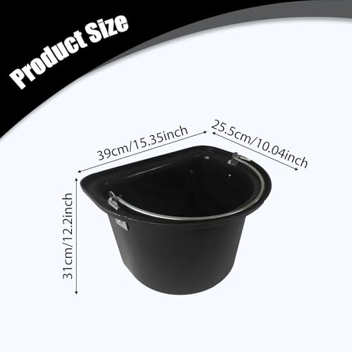 Qianly Horse Feed Bucket Feed Trough Farm Mountable for Easy Hanging Versatile Ergonomic Livestock Feeding Container Heavy Duty, Black - color: Black