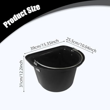 predolo Horse Feeder Feed Bucket Wear Resistant Sturdy PP Metal Ergonomic Handle Easy to Carry Suitable for Equestrian Stable Outdoor barn Livestock Care, Black - color: Black
