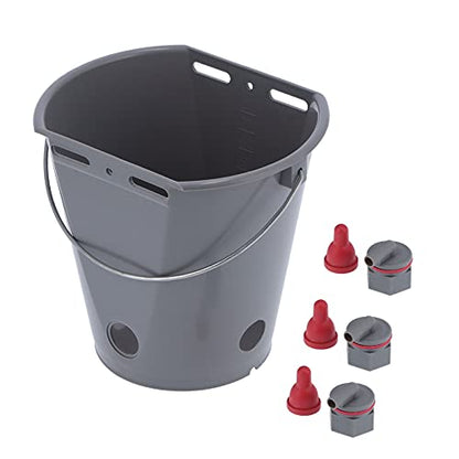 flexman 8L Cow Feeder Bucket, Lamb Milk Feed Bucket with Nipples Check Valves, Sheep Milk Feeding Bucket with Lifting Handle for Farms Livestock (for Sheep) - size: For sheep