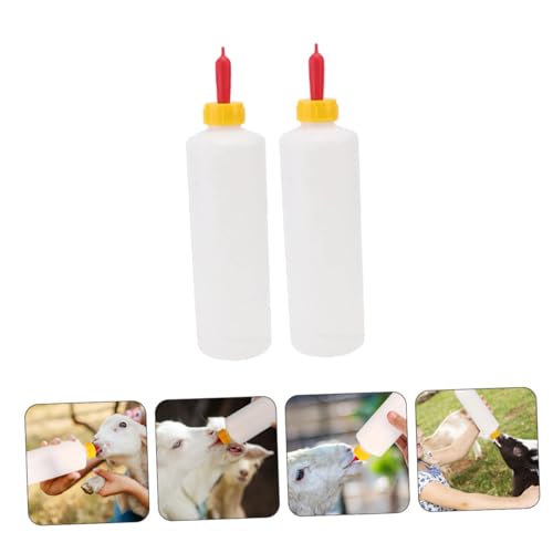 2Sets Animal Milk Feeding Bottles Versatile Nursing for Newborn Lambs Piglets Livestock Easy to Clean Bottles with Replaceable Nipples for Farm Use