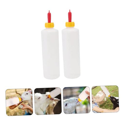 2Sets Animal Milk Feeding Bottles Versatile Nursing for Newborn Lambs Piglets Livestock Easy to Clean Bottles with Replaceable Nipples for Farm Use