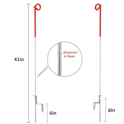Fence Shock 30 Pack 41 Inches Systems Pig Tail Step-in Fence Post, Portable Stainless Steel Single Rope Poles/Stakes for Electric Fence, Garden, Farm, Flower Beds, Walkways, Fountains - Red - color: Red