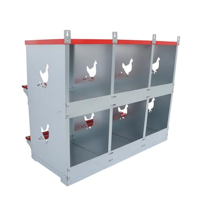 6 Compartment Chicken Nesting Boxes Metal Nest Box Wall Mount Easy Egg Collection for Chickens Hens Ducks
