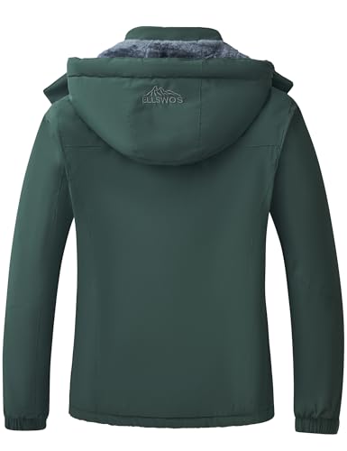 ELLSWOS Womens Winter Coats Waterproof Ski Jacket Warm Snow Jackets Windproof Windbreaker Hooded Raincoat - color: Olive Green, size: Large