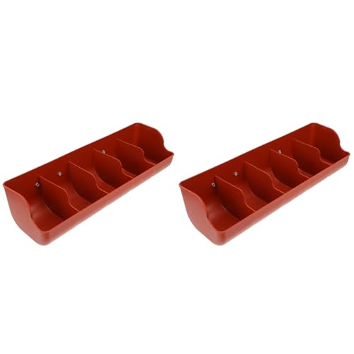 POPETPOP Hanging Fence Feeders Poultry Trough: 2Pcs Chicken Feeder Feed Trough Pig Feeding Container for Chicken Duck Goat Pig Poultry Livestock 5-Compartment - color: 2PCS
