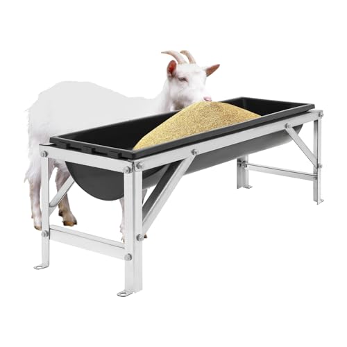 Livestock Feeding Trough, 9.25Gallon Capacity, 39" Livestock Water Trough, Heavy Duty Hay Feeder for Goats, Sheep, Horses, Cattle, Farm Animal Feeding (Black) - color: Black