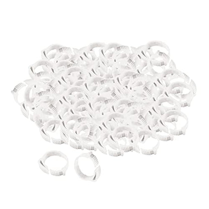100 Pieces Chicken Foot Rings Leg Rings Clip on Bands Numbered Adjustable Ankle Markers Suitable for Turkey, White - color: White