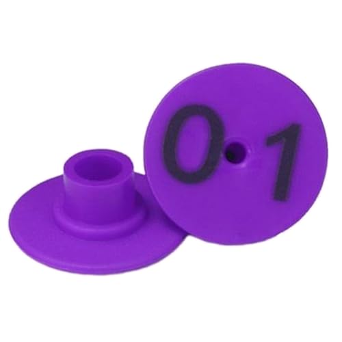 KaDdu 100-Piece Pre-Numbered Livestock Ear Tags (001-100) for Pigs, Cattle, Cows, Goats, Sheep 7 Colors - Easy Identification Tags for Farm Animals 0-100 Purple - color: Purple