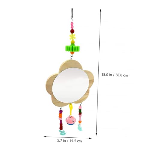 Wooden Hanging Mirror Toy for Chickens and Hens Bells Engaging Rooster Mirror for Fun and Physical Activity Chicken Coop