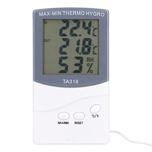 Zerodis Indoor Outdoor Thermometer Hygrometer Temperature Humidity Meter with Probe Sensor for Home Garden Wall Table Mount Large Screen Display Celsius Fahrenheit