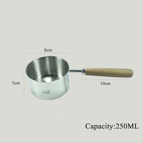 1 Cup Stainless Steel Dog Cat Food Measuring Scoop for Dry and Wet Food, Accurate Measurement for Rice, Flour, Grain (Long Handle Silver) - color: Stainless Steel