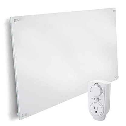 EconoHome Wall Mount Space Heater Panel - with Thermostat - 600 Watt Convection Heater - Ideal for 200 Sq Ft Room - 120V Electric Heater - color: White