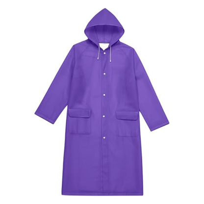 Unisex Hooded Raincoat Waterproof Reusable Rain Jacket with Pockets for Cycling Hiking Travel Commuting - color: Purple, size: X-Large