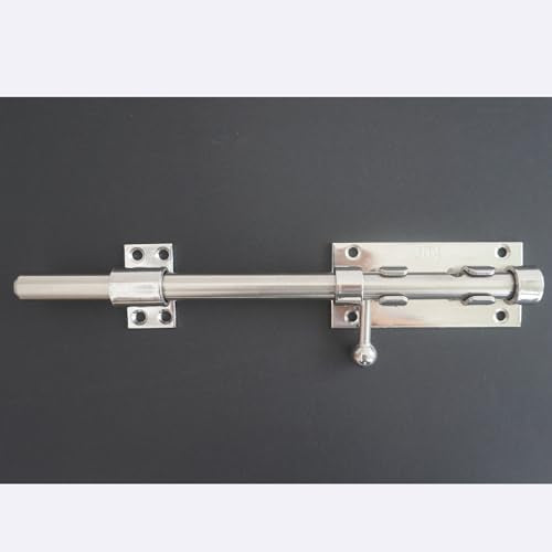 Barrel Bolt Latch Heavy Duty, 304 Stainless Steel Gate Latch Slide Lock with Padlock Hole, 14mm Dia. Rod Security Sliding Bolt Gate Latch for Wooden Gates- 10 Inch, Silver - size: 10 Inch - Silver