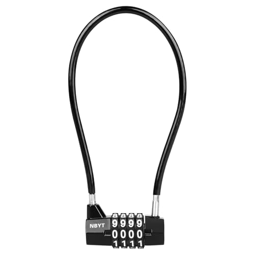 Cable Locks with Combination,Steel Cable Rope Wire 4-Digit Combination Lock with Resettable Code for Bikes, Lockers, File Cabinets, Wardrobes, Small Fences,gate Lock, Pool Padlock. - size: Span5.9",Cable length11*0.2 in
