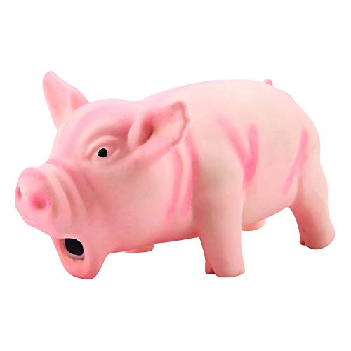 Dog Chew Squeaky Toy, Cute Pig Grunting Teething Toy for Puppies Small Dogs Latex Rubber Yellow 16 x 8 x 8 cm 1 Piece