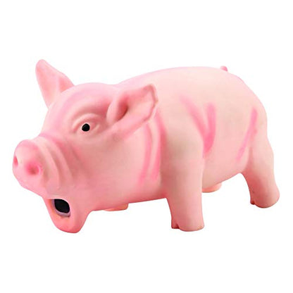 Dog Chew Squeaky Toy, Cute Pig Grunting Teething Toy for Puppies Small Dogs Latex Rubber Yellow 16 x 8 x 8 cm 1 Piece