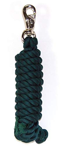 Hamilton Cotton Horse Lead Rope with Nickel-Plated Bull Snap, 10' Long by 3/4" Thick, Dark Green, Barn Horse Tack for Daily Use - color: Dark Green, size: 3/4" x 10'