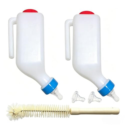 Baby Lamb Feeding Bottle 2pcs 800ml Hanging Goat Feeder Bottles with Scale and Cleaning Brush Plastic Nursing Bottle for Lamb Goat Fawns Piglet Kitten Puppy Baby Goat Supplies