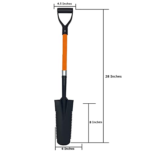 Ashman Short Handle Drain Spade Teeth Shovel (1 Pack), Sharp Shooter Shovel, Trenching Spade, Drainage Spade - Perfect Razor Blade Trenching Shovel D-Grip for Digging and Trenching and Transplanting. - size: 1 Pack, style: Small Drain Spade Teeth