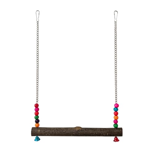 Poultry Toy Set – Wooden Chicken Swing, Climbing Bridge Ladder, Bell Hanging Toy | Interactive Exercise Equipment, Enrichment Activity Gear for Coop Cage Bird Use - size: A