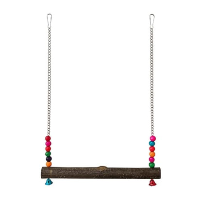 Poultry Toy Set – Wooden Chicken Swing, Climbing Bridge Ladder, Bell Hanging Toy | Interactive Exercise Equipment, Enrichment Activity Gear for Coop Cage Bird Use - size: A