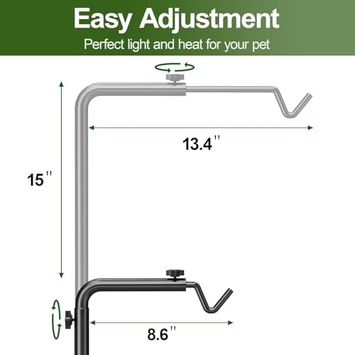 Reptile Heat Lamp Stand Adjustable 21"-62" – Metal Light Holder with Heavy Base for Bearded Dragon, Turtle, Snake, Lizard – Aquarium and Terrarium Heating Lamp Fixture - size: 62" Height