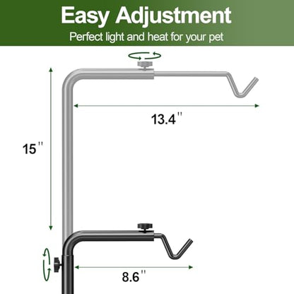 Reptile Heat Lamp Stand Adjustable 21"-62" – Metal Light Holder with Heavy Base for Bearded Dragon, Turtle, Snake, Lizard – Aquarium and Terrarium Heating Lamp Fixture - size: 62" Height