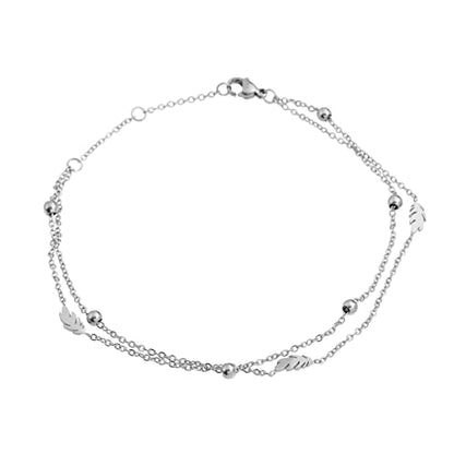 Charms Anklet Foot Bracelet for Women - color: Silver Feather with Chain