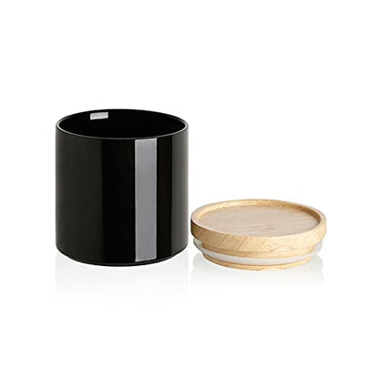 Sweejar Kitchen Canisters Ceramic Food Storage Jar, Stackable Containers with Airtight Seal Wooden Lid for Serving Coffee Bean, Flour, Tea, Spice and More - 39 Fl Oz (Black) - color: Black, style: 39 Fl Oz (5.2"x5.5")
